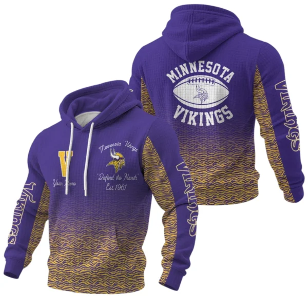 Minnesota Vikings Waffle Pullover Hoodie Custom Your Name