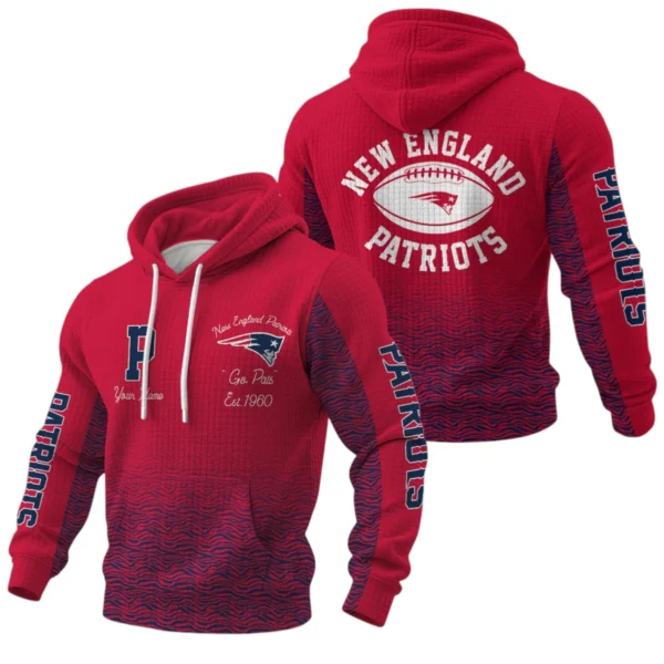 New England Patriots Waffle Pullover Hoodie Custom Your Name