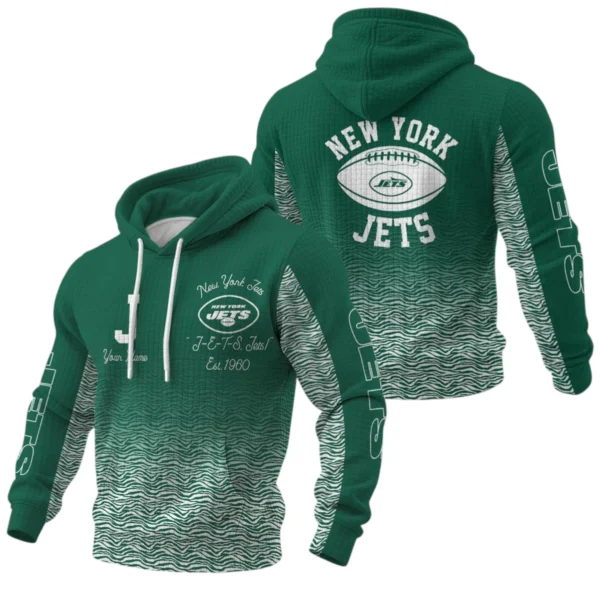New York Jets Waffle Pullover Hoodie Custom Your Name