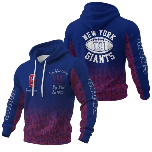 New York Giants Waffle Pullover Hoodie Custom Your Name