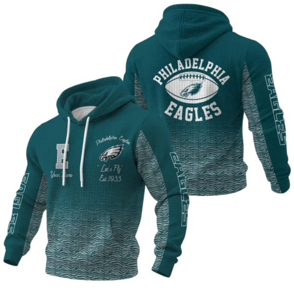 Philadelphia Eagles Waffle Pullover Hoodie Custom Your Name