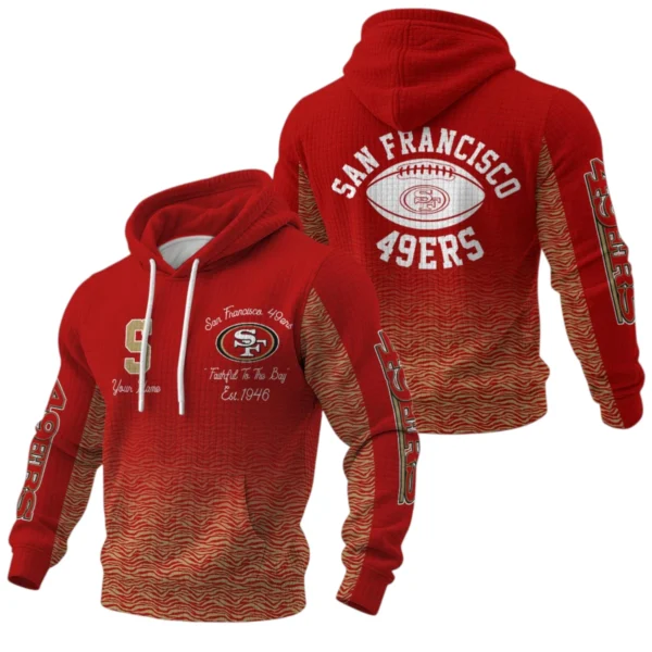 San Francisco 49ers Waffle Pullover Hoodie Custom Your Name
