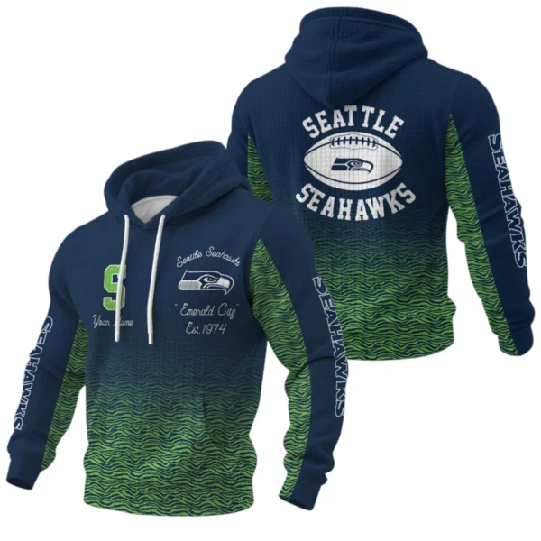 Seattle Seahawks Waffle Pullover Hoodie Custom Your Name