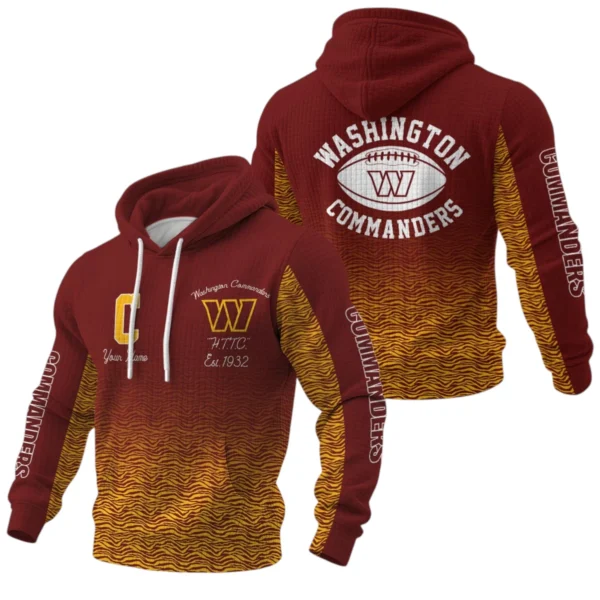 Washington Commanders Waffle Pullover Hoodie Custom Your Name