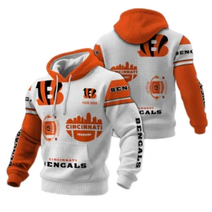 Cincinnati Bengals Waffle Pullover Hoodie Customize Your Name