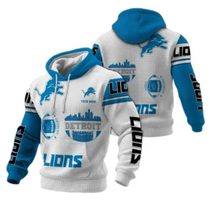 Detroit Lions Waffle Pullover Hoodie Customize Your Name