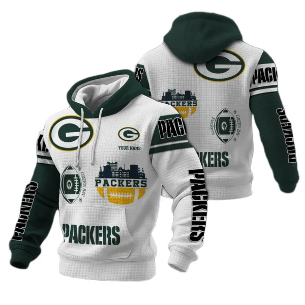 Green Bay Packers Waffle Pullover Hoodie Customize Your Name