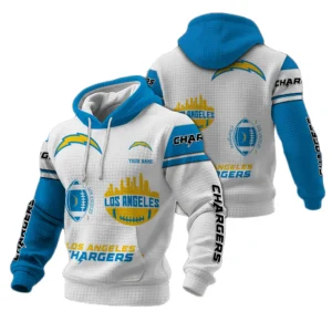Los Angeles Chargers Waffle Pullover Hoodie Customize Your Name