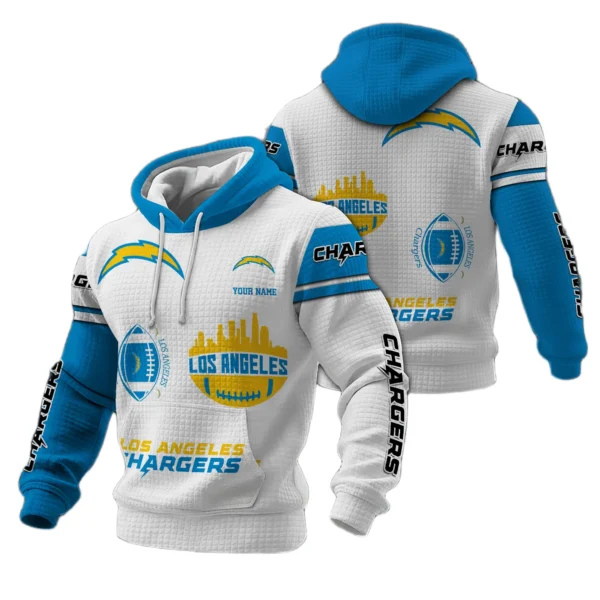 Los Angeles Chargers Waffle Pullover Hoodie Customize Your Name