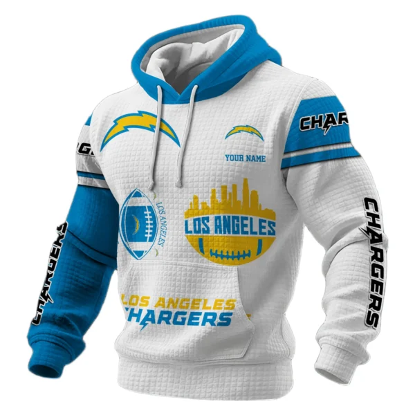 Los Angeles Chargers Waffle Pullover Hoodie Customize Your Name