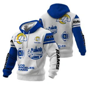Los Angeles Rams Waffle Pullover Hoodie Customize Your Name