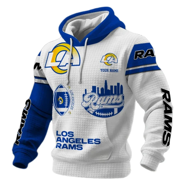 Los Angeles Rams Waffle Pullover Hoodie Customize Your Name