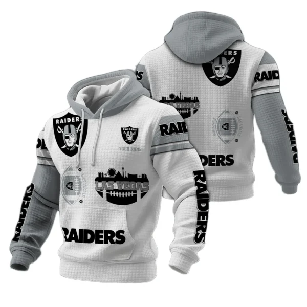 Las Vegas Raiders Waffle Pullover Hoodie Customize Your Name