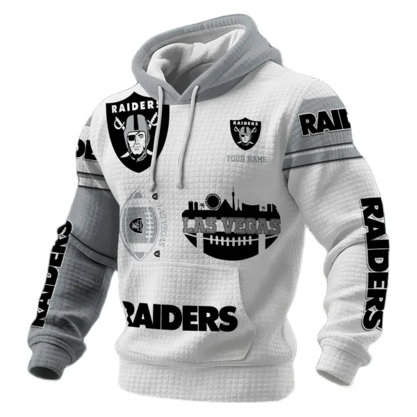 Las Vegas Raiders Waffle Pullover Hoodie Customize Your Name