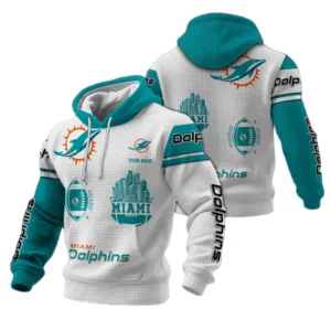 Miami Dolphins Waffle Pullover Hoodie Customize Your Name