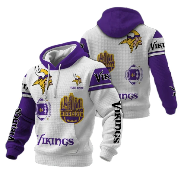 Minnesota Vikings Waffle Pullover Hoodie Customize Your Name