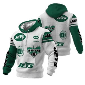 New York Jets Waffle Pullover Hoodie Customize Your Name
