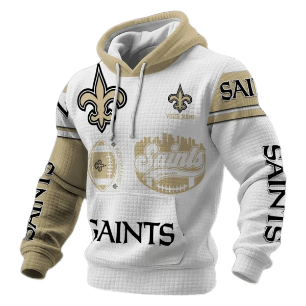 New Orleans Saints Waffle Pullover Hoodie Customize Your Name