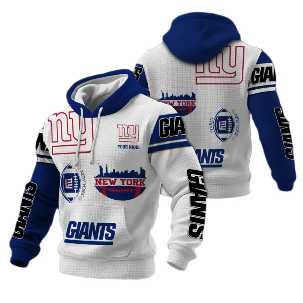 New York Giants Waffle Pullover Hoodie Customize Your Name