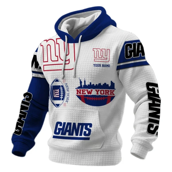 New York Giants Waffle Pullover Hoodie Customize Your Name