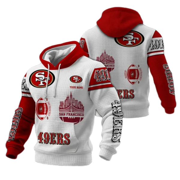 San Francisco 49ers Waffle Pullover Hoodie Customize Your Name