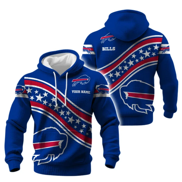Buffalo Bills Waffle Pullover Hoodie Personalize Your Name