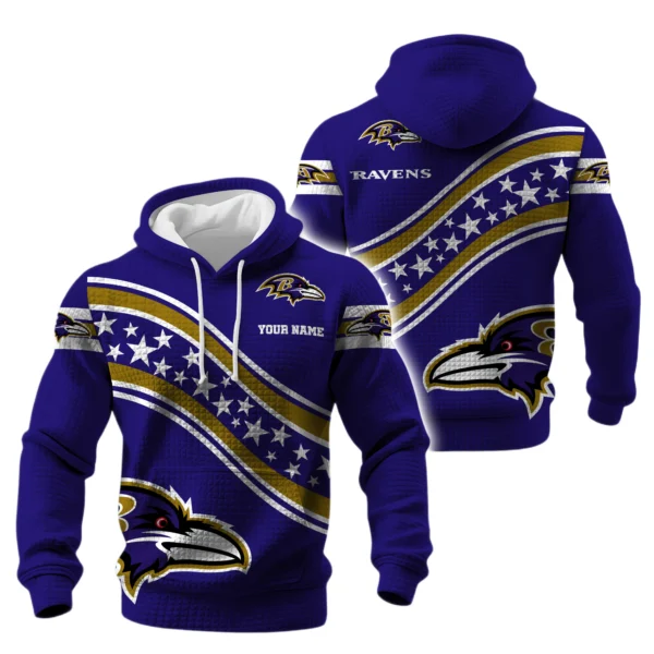 Baltimore Ravens Waffle Pullover Hoodie Personalize Your Name