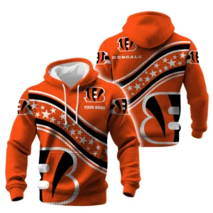 Cincinnati Bengals Waffle Pullover Hoodie Personalize Your Name
