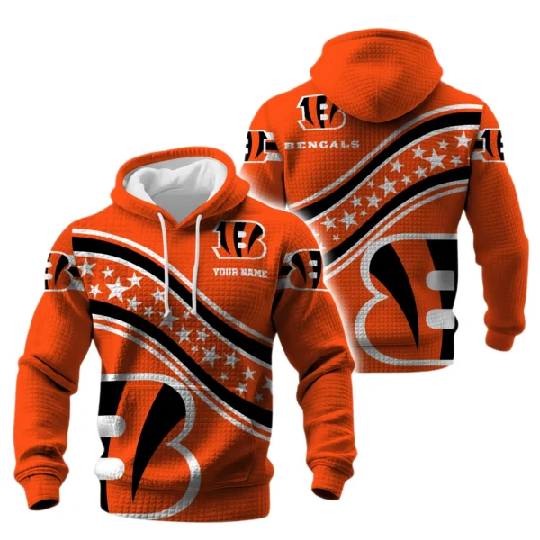 Cincinnati Bengals Waffle Pullover Hoodie Personalize Your Name