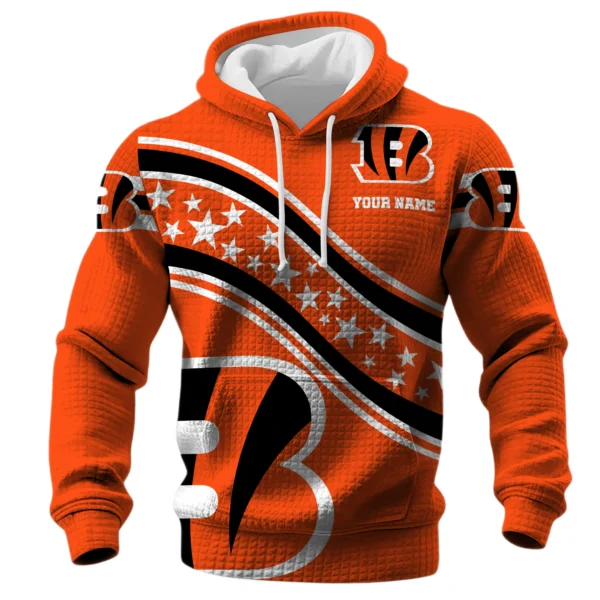 Cincinnati Bengals Waffle Pullover Hoodie Personalize Your Name
