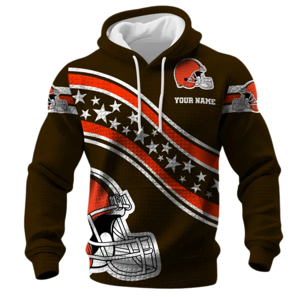 Cleveland Browns Waffle Pullover Hoodie Personalize Your Name