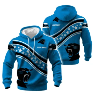 Carolina Panthers Waffle Pullover Hoodie Personalize Your Name