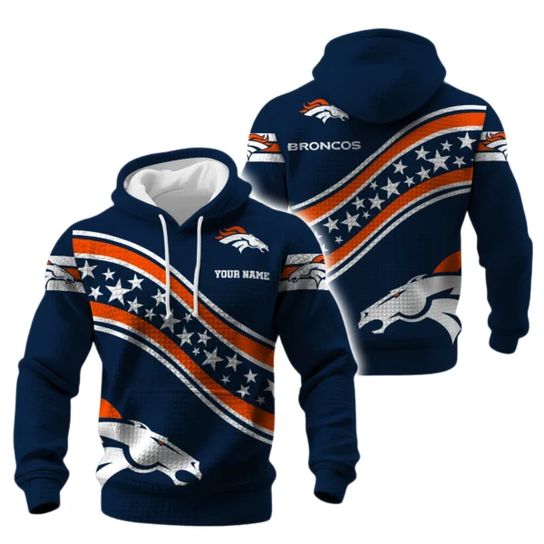 Denver Broncos Waffle Pullover Hoodie Personalize Your Name