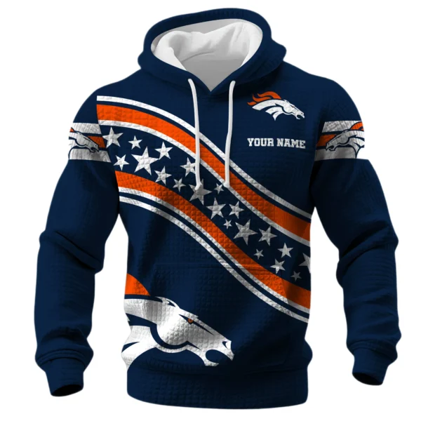 Denver Broncos Waffle Pullover Hoodie Personalize Your Name