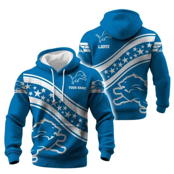 Detroit Lions Waffle Pullover Hoodie Personalize Your Name