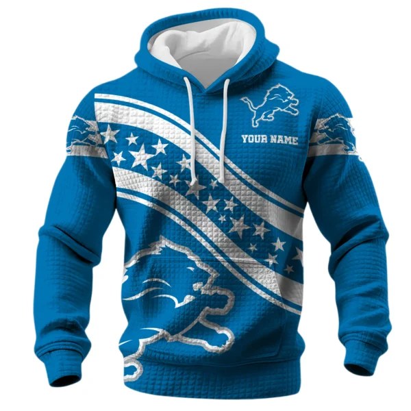 Detroit Lions Waffle Pullover Hoodie Personalize Your Name