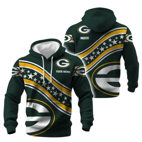 Green Bay Packers Waffle Pullover Hoodie Personalize Your Name
