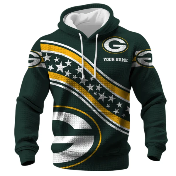 Green Bay Packers Waffle Pullover Hoodie Personalize Your Name