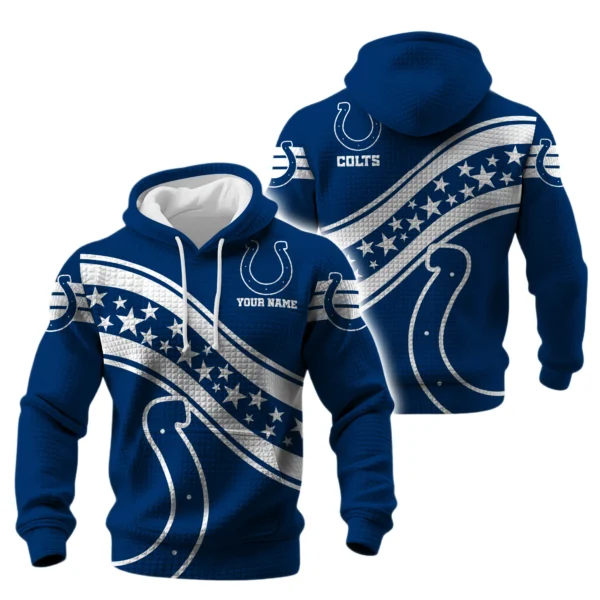 Indianapolis Colts Waffle Pullover Hoodie Personalize Your Name
