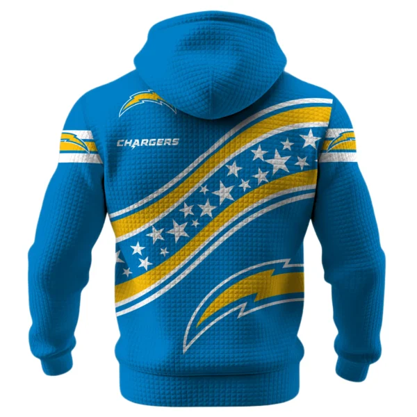 Los Angeles Chargers Waffle Pullover Hoodie Personalize Your Name