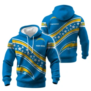 Los Angeles Chargers Waffle Pullover Hoodie Personalize Your Name