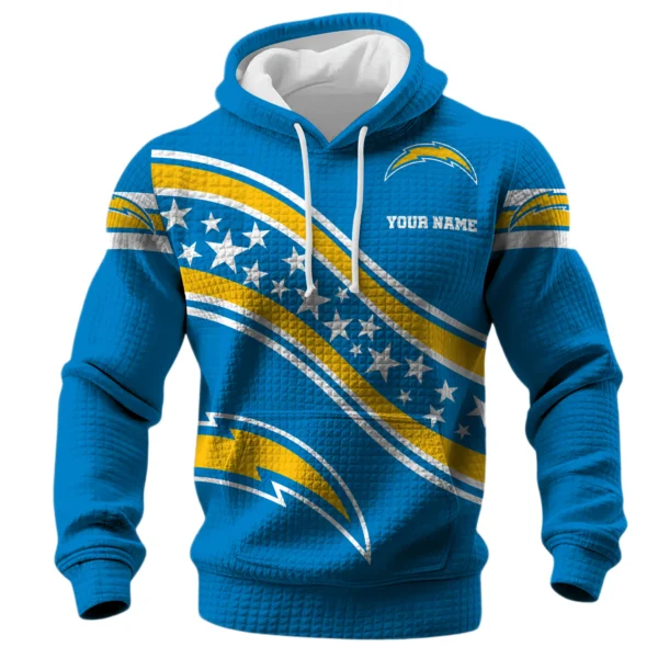 Los Angeles Chargers Waffle Pullover Hoodie Personalize Your Name