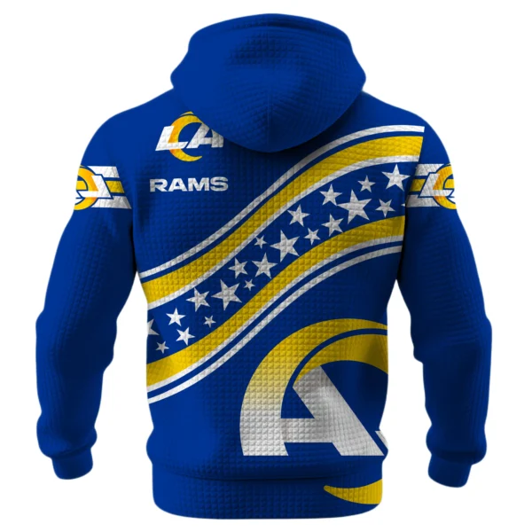 Los Angeles Rams Waffle Pullover Hoodie Personalize Your Name