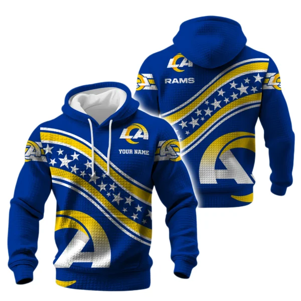 Los Angeles Rams Waffle Pullover Hoodie Personalize Your Name