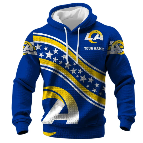 Los Angeles Rams Waffle Pullover Hoodie Personalize Your Name