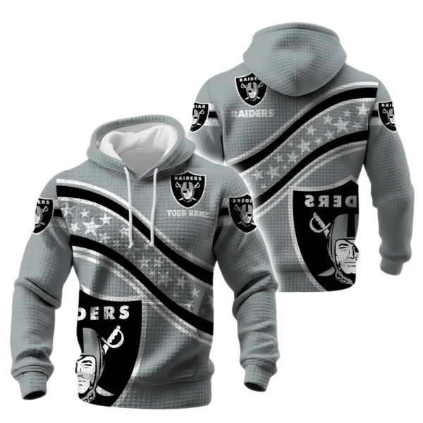 Las Vegas Raiders Waffle Pullover Hoodie Personalize Your Name