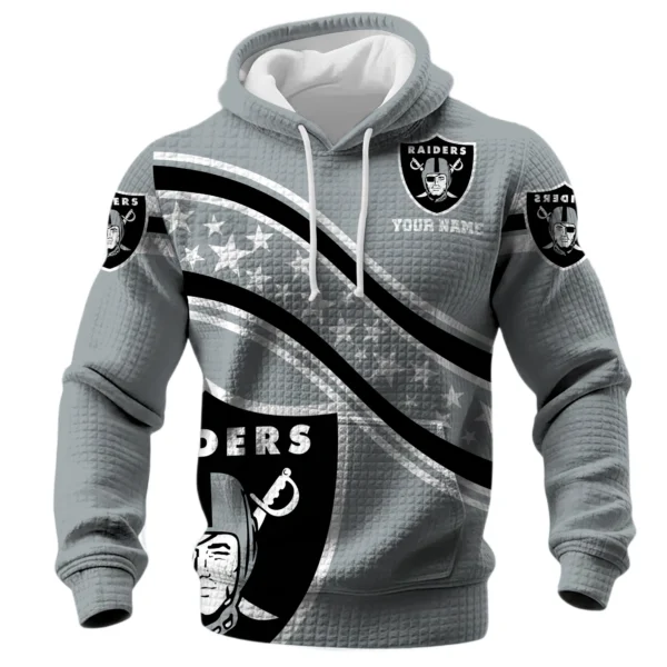 Las Vegas Raiders Waffle Pullover Hoodie Personalize Your Name