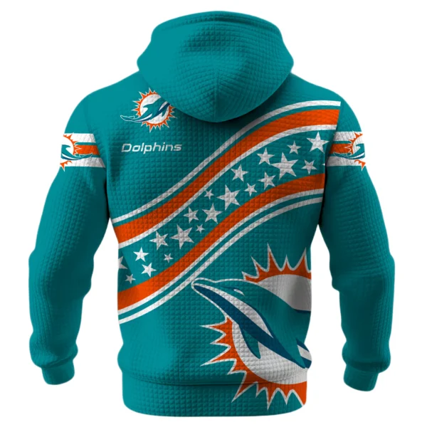 Miami Dolphins Waffle Pullover Hoodie Personalize Your Name