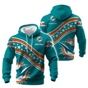 Miami Dolphins Waffle Pullover Hoodie Personalize Your Name