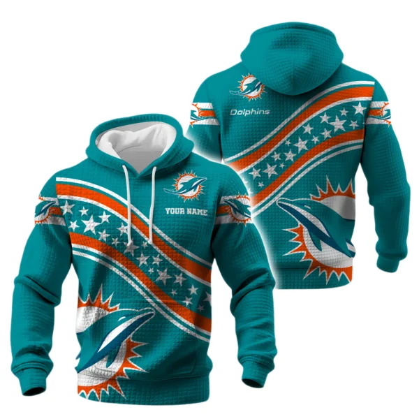 Miami Dolphins Waffle Pullover Hoodie Personalize Your Name